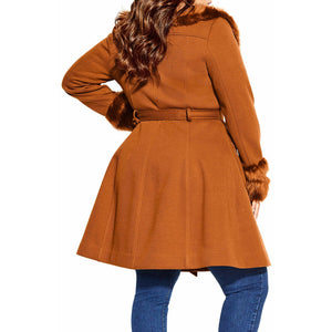 City Chic Make Me Blush Belted Coat