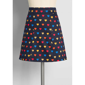 ModCloth Calling All Hearts Mini Skirt